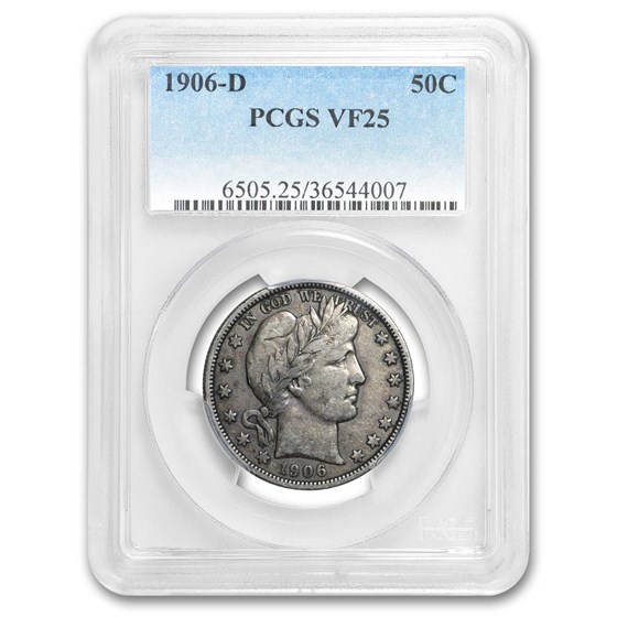 1906-D Barber Half Dollar VF-25 PCGS 1906-D Barber Half Dollar VF-25 PCGS